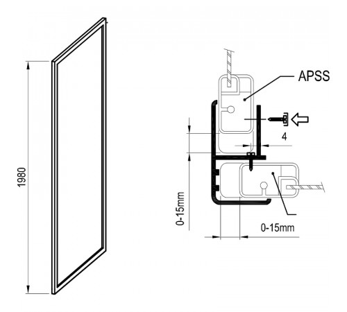 Душевая стенка Ravak Supernova APSS-80 94040UR2Z1 профиль Сатин стекло Transparent