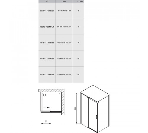 Душевой уголок Ravak Matrix MSDPS 120x80 L 0WLG4100Z1 профиль Белый стекло Transparent