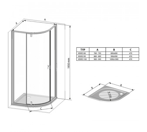 Душевой уголок Ravak Nexty NSKK3-80 80x80 3O644101Z1 профиль Белый стекло Transparent