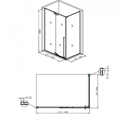 Душевой уголок Allen Brau Fantasy 140x90 3.11004-00 профиль Хром стекло прозрачное