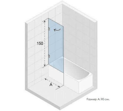 Шторка на ванну Riho VZ Scandic NXT X107 90 L G001131120 (GX01052C1) профиль Хром стекло прозрачное