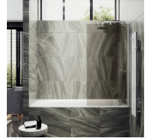 Шторка на ванну Maybah Glass MGV-77-1ш 900x1400 в широком профиле Белый стекло бронзовое матовое