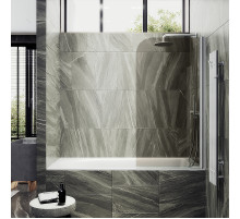 Шторка на ванну Maybah Glass MGV-622-1 800x1400 поворотная на монопетле Белый стекло бронзовое