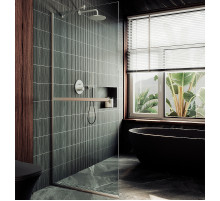 Душевая перегородка Maybah Glass MGD-732-5у 890x1950 в узком профиле Хром матовый стекло прозрачное