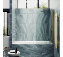 Шторка на ванну Maybah Glass MGV-610-3 500x1400 поворотная на монопетле Золото стекло сатиновое