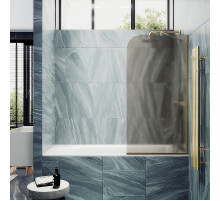 Шторка на ванну Maybah Glass MGV-249-3у 300x1400 в узком профиле Золото стекло бронзовое матовое