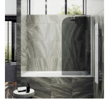 Шторка на ванну Maybah Glass MGV-603-1 400x1400 поворотная на монопетле Белый стекло графитовое