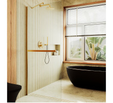 Душевая перегородка Maybah Glass MGD-720-3ш 690x1950 в широком профиле Золото стекло прозрачное
