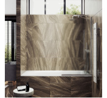 Шторка на ванну Maybah Glass MGV-149-5у 740x1400 в узком профиле Хром матовый стекло сатиновое