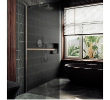 Душевая перегородка Maybah Glass MGD-724-5ш 690x1950 в широком профиле Хром матовый стекло графитовое матовое