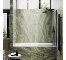 Шторка на ванну Maybah Glass MGV-95-6у 900x1400 в узком профиле Черный стекло сатиновое