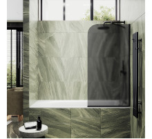 Шторка на ванну Maybah Glass MGV-141-6у 540x1400 в узком профиле Черный стекло графитовое матовое