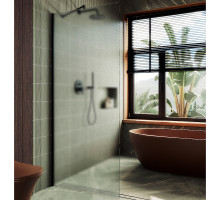 Душевая перегородка Maybah Glass MGD-706-6ш 690x1950 в широком профиле Черный стекло сатиновое