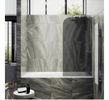 Шторка на ванну Maybah Glass MGV-89-1у 900x1400 в узком профиле Белый стекло графитовое матовое