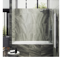 Шторка на ванну Maybah Glass MGV-130-1у 340x1400 в узком профиле Белый стекло сатиновое