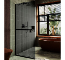 Душевая перегородка Maybah Glass MGD-723-6у 690x1950 в узком профиле Черный стекло графитовое
