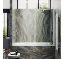 Шторка на ванну Maybah Glass MGV-600-1 800x1400 поворотная на монопетле Белый стекло прозрачное