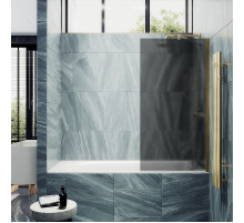 Шторка на ванну Maybah Glass MGV-89-3ш 900x1400 в широком профиле Золото стекло графитовое матовое