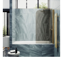 Шторка на ванну Maybah Glass MGV-616-3 700x1400 поворотная на монопетле Золото стекло бронзовое