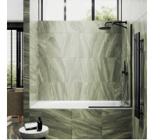 Шторка на ванну Maybah Glass MGV-63-6у 700x1400 в узком профиле Черный стекло прозрачное