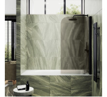 Шторка на ванну Maybah Glass MGV-625-6 800x1400 поворотная на монопетле Черный стекло бронзовое матовое