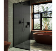 Душевая перегородка Maybah Glass MGD-704-6у 690x1950 в узком профиле Черный стекло графитовое матовое