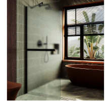 Душевая перегородка Maybah Glass MGD-725-6ш 690x1950 в широком профиле Черный стекло сатиновое