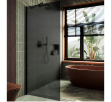 Душевая перегородка Maybah Glass MGD-704-6ш 690x1950 в широком профиле Черный стекло графитовое матовое