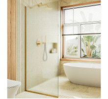 Душевая перегородка Maybah Glass MGD-706-3у 690x1950 в узком профиле Золото стекло сатиновое