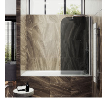 Шторка на ванну Maybah Glass MGV-608-5 500x1400 поворотная на монопетле Хром матовый стекло графитовое
