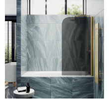 Шторка на ванну Maybah Glass MGV-624-3 800x1400 поворотная на монопетле Золото стекло графитовое матовое
