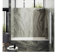 Шторка на ванну Maybah Glass MGV-135-1у 440x1400 в узком профиле Белый стекло бронзовое