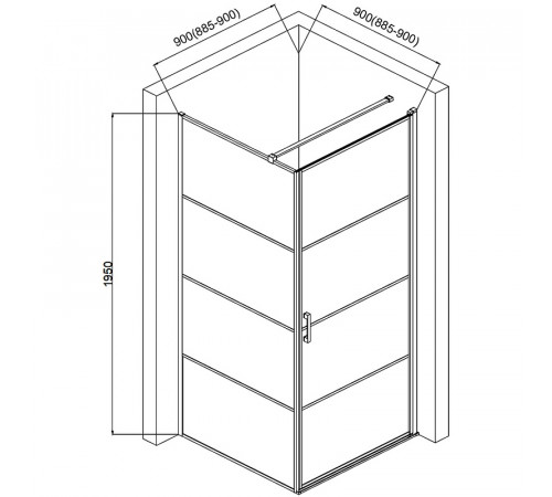 Душевой уголок AQUAme 90x90 R AQM5215-RH-9 профиль Черный матовый стекло прозрачное