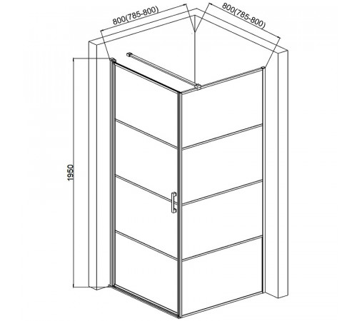 Душевой уголок AQUAme 80x80 L AQM5215-LH-8 профиль Черный матовый стекло прозрачное