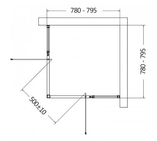 Душевой уголок AQUAme 80x80 AQM7102-2-8 профиль Черный матовый стекло прозрачное