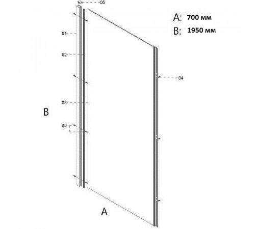 Душевая стенка Creto Nota 70 122-SP-700-C-B-6 профиль Черный стекло прозрачное