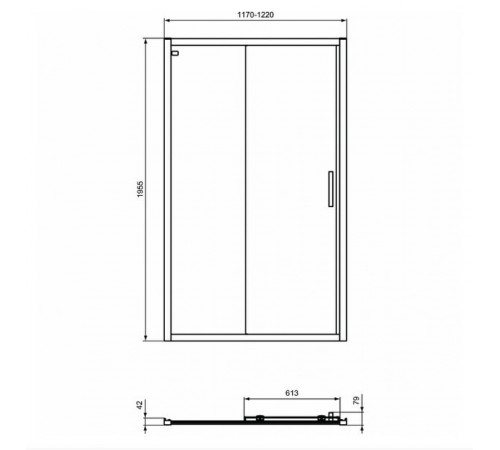 Душевая дверь Ideal Standard Connect 2 120 K9277V3 профиль Черный стекло прозрачное