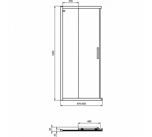 Душевая дверь Ideal Standard Connect 2 90 K966801 профиль Euro White стекло прозрачное