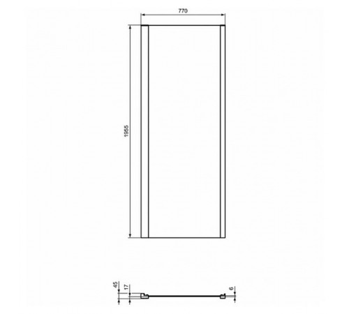 Душевая стенка Ideal Standard Connect 2 80 K9299V3 профиль Черный стекло прозрачное