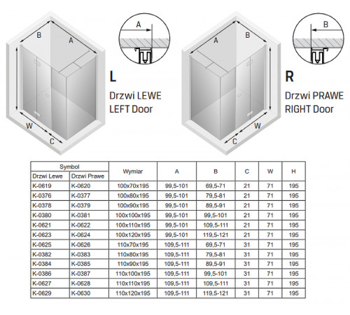 Душевой уголок New Trendy New Soleo Chrome 110x90 R K-0385 профиль Хром стекло прозрачное