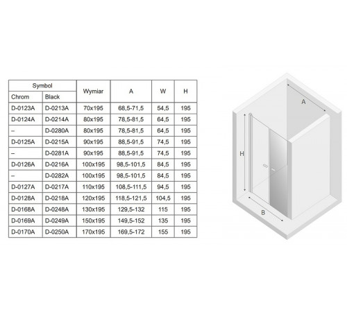 Душевая дверь New Trendy New Soleo Chrome 110 D-0127A профиль Хром стекло прозрачное