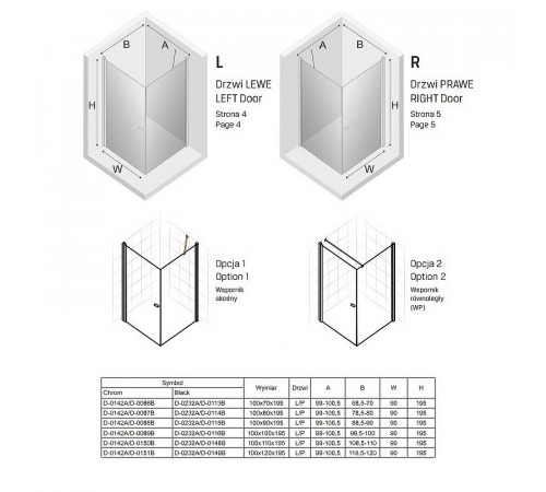 Душевой уголок New Trendy New Soleo Chrome 100х80 D-0142A/D-0087B профиль Хром стекло прозрачное