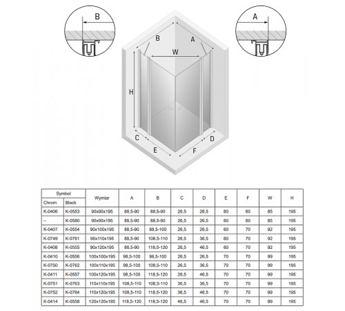 Душевой уголок New Trendy New Soleo Chrome 100х120 K-0411 профиль Хром стекло прозрачное