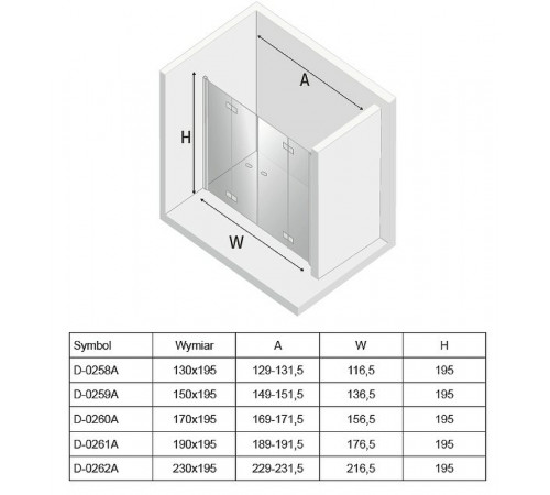 Душевая дверь New Trendy New Soleo Chrome 130 D-0258A профиль Хром стекло прозрачное