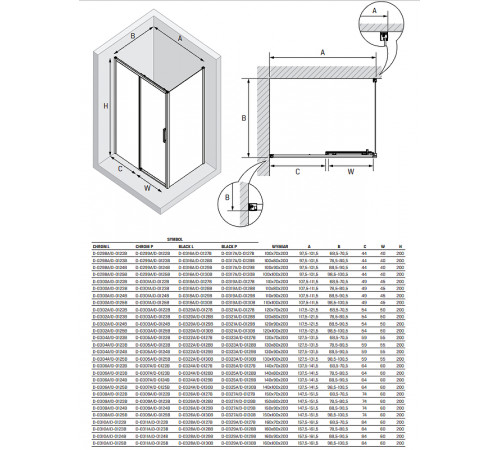 Душевой уголок New Trendy Prime Chrome 150х90 L D-0308A/D-0124B профиль Хром стекло прозрачное