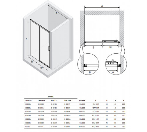 Душевая дверь New Trendy Prime Chrome 160 L D-0310A профиль Хром стекло прозрачное