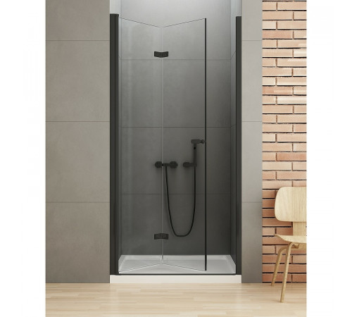 Душевая дверь New Trendy New Soleo Black 100 L D-0225A профиль Черный стекло прозрачное