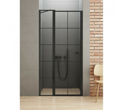 Душевая дверь New Trendy New Soleo Black 90 L D-0279A профиль Черный стекло прозрачное