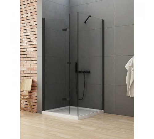 Душевой уголок New Trendy New Soleo Black 80х110 L D-0234A/D-0148B профиль Черный стекло прозрачное