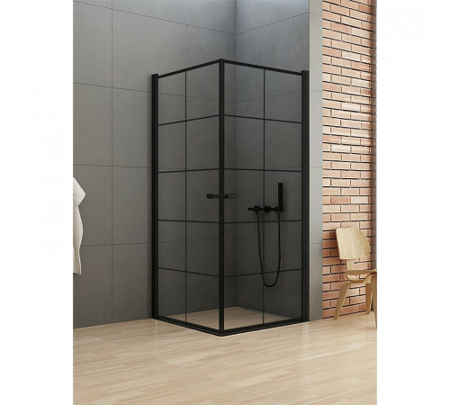 Душевой уголок New Trendy New Soleo Black 90х90 D-0285A/D-0285A профиль Черный стекло прозрачное